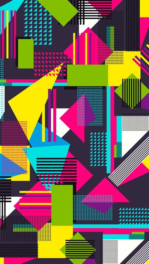 80s Style Wallpaper Colorful Wallpaper Geometric Art Abstract Wallpaper