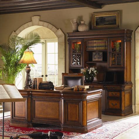 Aspenhome Napa 7 Drawer Executive Desk With Ash Burl Panels And Rope