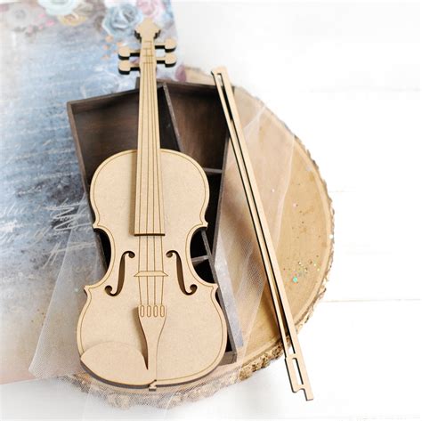 Large 2d Violin Decorative Laser Cut Mdf Bloomar Design