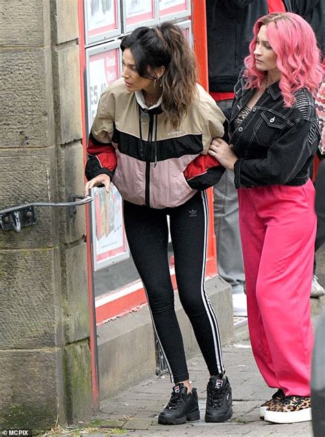 Michelle Keegan Wears Shell Suit Filming Brassic With Johanna Higson