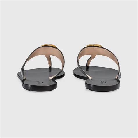 Gucci Leather Thong Sandal With Double G Reversible