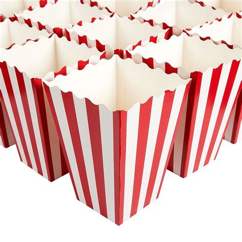 Set Of 100 Popcorn Boxes 78 Inches Red And White Paper Containers For