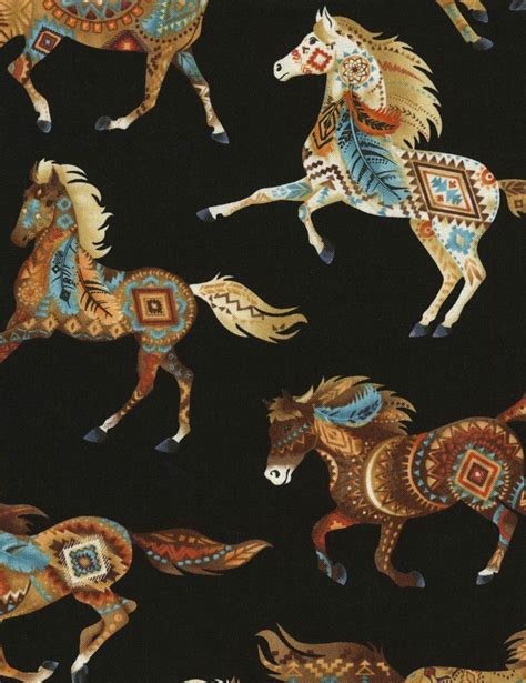 Southwest Horses Horse Fabric Painted Pony Timeless Treasures Fabric