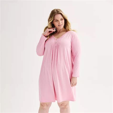 Plus Size Croft And Barrow® V Neck Long Sleeve Pintuck Nightgown