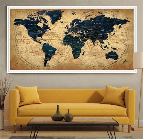 Decorative Extra Large World Map Push Pin Travel By Fineartcenter