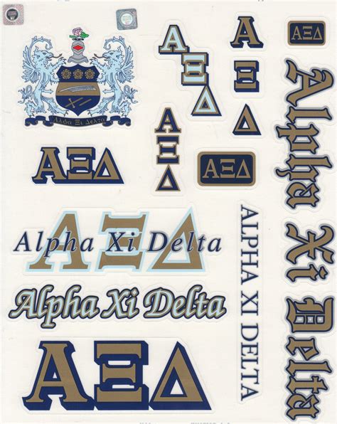 Stickers Alpha Xi Delta Multical Multi Sticker Sheet With Images