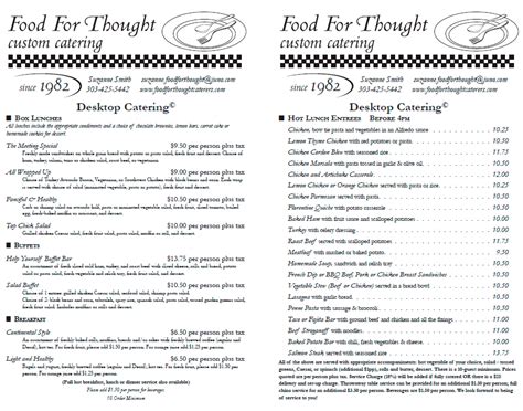 What foods can you eat at food for thought? Food For Thought Desktop Catering Menu | Food For Thought ...
