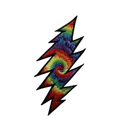 Grateful Dead Lightning Bolt Tie Dye Embroidered Iron On Patch Etsy