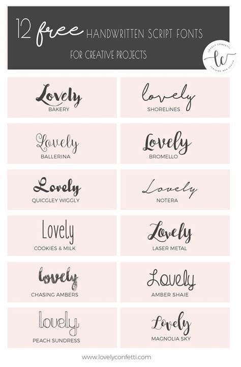 12 Free Handwritten Script Fonts For Creative Projects Lovely Confetti