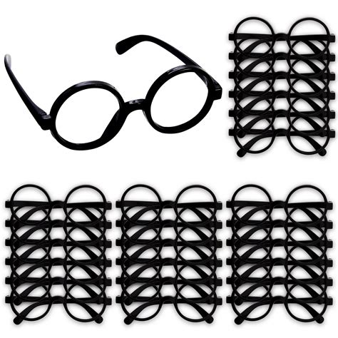 24 Pack Nerd Glasses Party Supplies Round Black Wizard Glasses For Cosplay Costumes