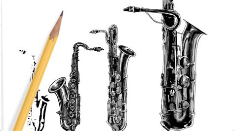 How To Draw A Saxophone Saxophone Easy Draw Tutorial Youtube