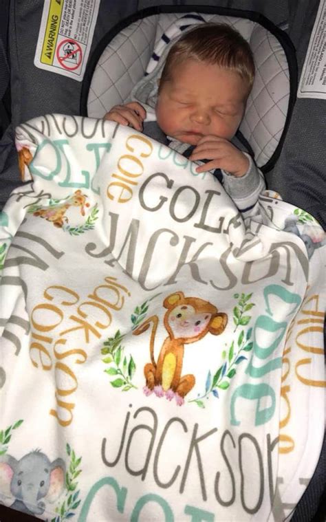 Personalized Baby Blanket Safari Animal Boy Name Swaddle Etsy