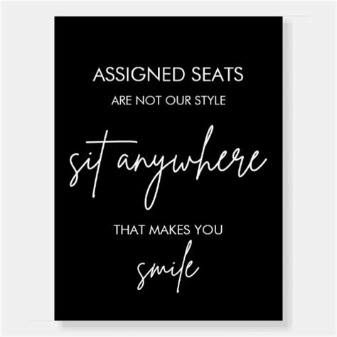 Black Wedding No Assigned Seats Sit Anywhere Sign Zazzle