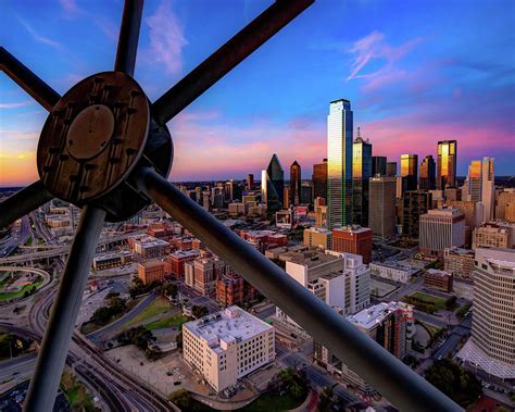 Where do you need the massage therapy? Dallas Texas Skyline Through Reunion Tower at Dusk ...