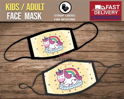 Childs Kids Face Mask Covering Unicorn Fun Design 4 Etsy Trendy Face