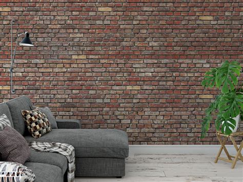 Removable peel and stick wallpaper red brick pattern | Etsy | Brick pattern, Brick texture ...