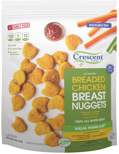 Chicken Breast Nuggets Crescent Foods Premium All Natural Halal Hand