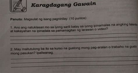 Karagdagang GawainPanuto Magsulat Ng Isang Pagninilay 10 Puntos 1