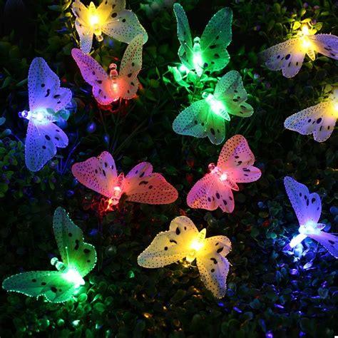 12 Led Multi Color Butterfly Solar String Lights Fiber Optic Decorative