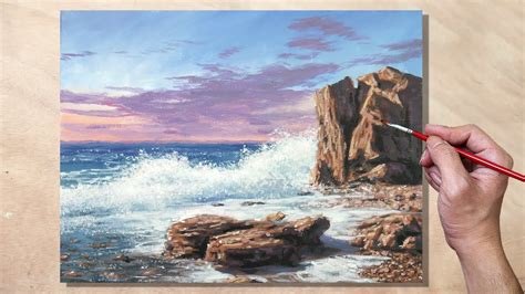 Acrylic Painting Seashore Rocks Seascape Youtube
