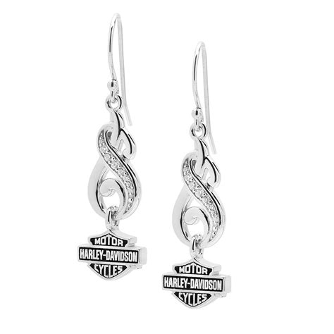 Harley Davidson® Ladies Swirl And Stone Drop Earrings Sterling Silver