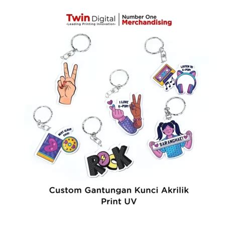 Custom Gantungan Kunci Akrilik Print Uv Termurah Twin Digital