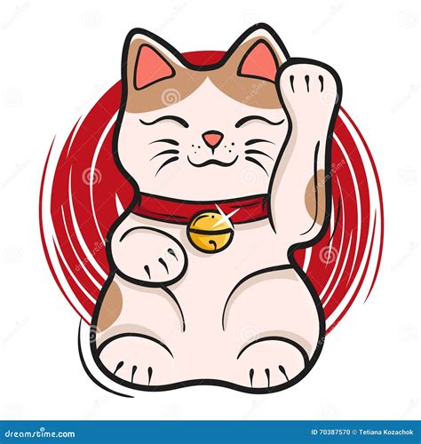 Japanese Lucky Cat With A Bag Of Gold Coins Maneki Neko The Symbol Of Wealth Vector