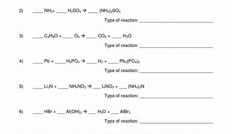 50 Chemical Reaction Type Worksheet
