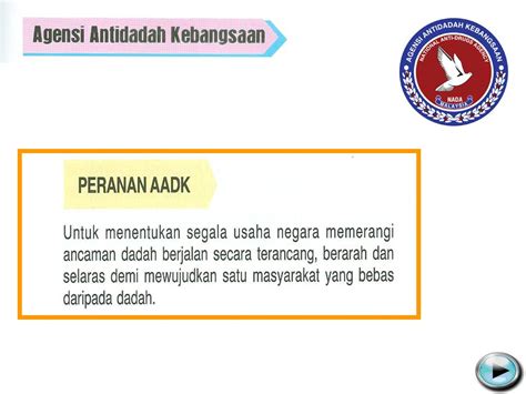 Agensi antidadah kebangsaan atau nama singkatanya iaitu aadk (dahulu dikenali sebagai agensi dadah kebangsaan atau adk) telah ditubuhkan secara rasminya pada 7 februari, 1996. PPDa: Agensi Antidadah Kebangsaan