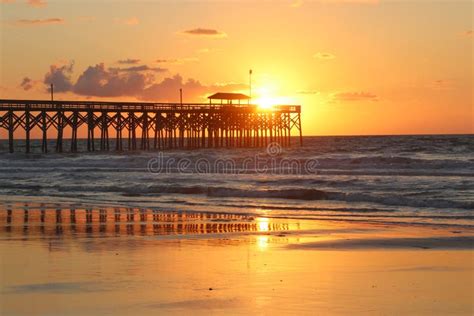 Golden Sunrise Over The Atlantic Ocean Stock Photo Image Of