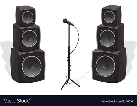 Stage With Audio Speakers And Microphone Vector Image