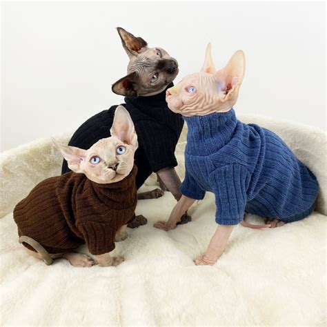 Sphynx Cat Sweater Knitted High Neck Tops Long Sleeve Clothes Etsy