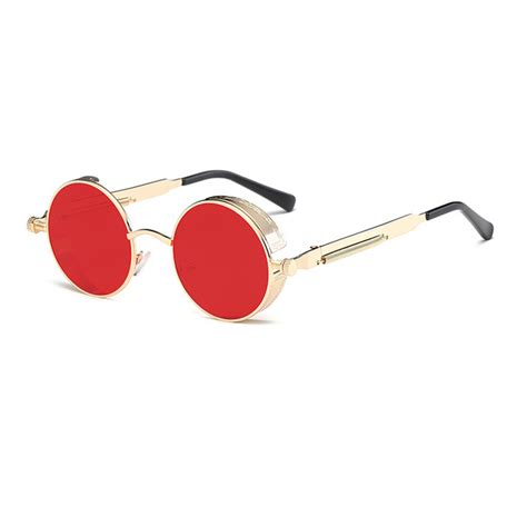 metal round steampunk sunglasses men women fashion glasses brand designer retro frame vintage