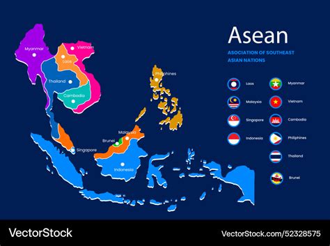 Asean Map Royalty Free Vector Image Vectorstock