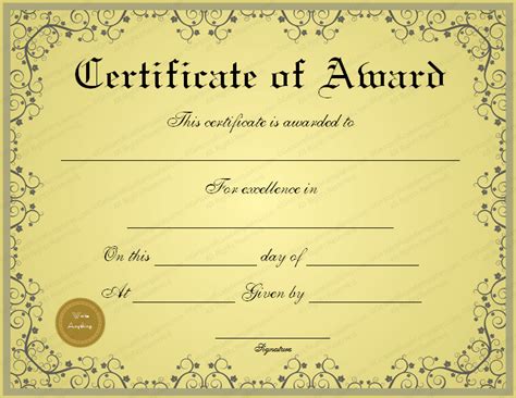 If you want to display this certificate, you may have the in some cases, you may have to fill out an application. Free Golden Formal Award Certificate Template