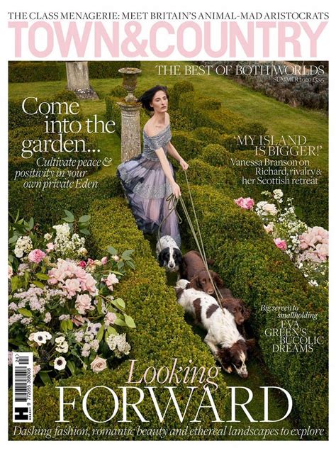 The Cover Of Town And Country Magazine With A Woman Walking Her Dog On
