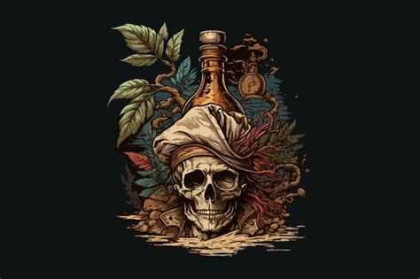 Skull Pirate Rum Vector Illustration Buy T Shirt Designs