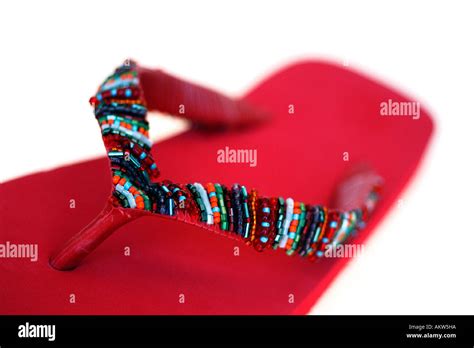 Part Of A Red Flip Flop Thong Shot In The Studio Stock Photo Alamy