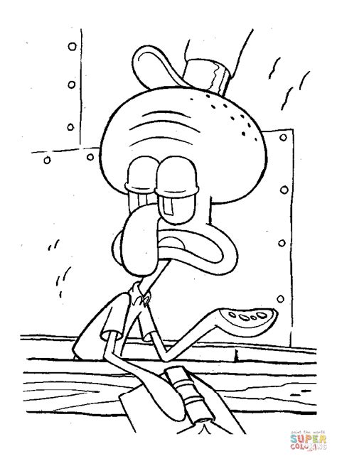 Spongebob coloring pages squidward through the thousands of photos on the internet in relation t cartoon coloring pages spongebob coloring spongebob drawings. Squidward coloring page | Free Printable Coloring Pages