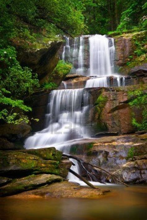 Motion Blur Waterfalls Nature Landscape In Blue Ridge Mountains