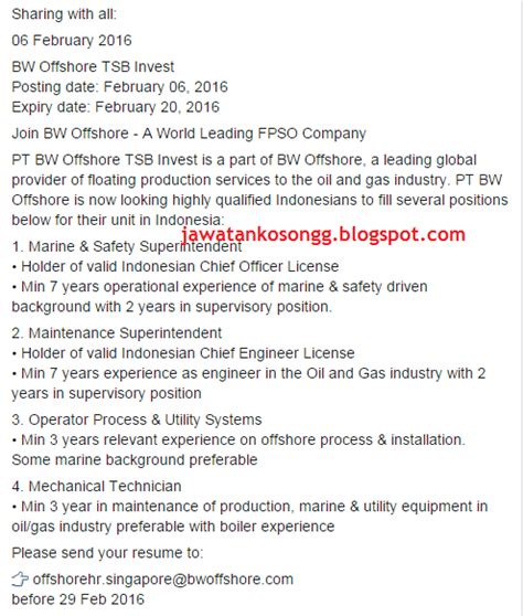 Job in tashkent, resumes, vacancies. Jawatan Kosong: Job Vacancy BW Offshore Latest