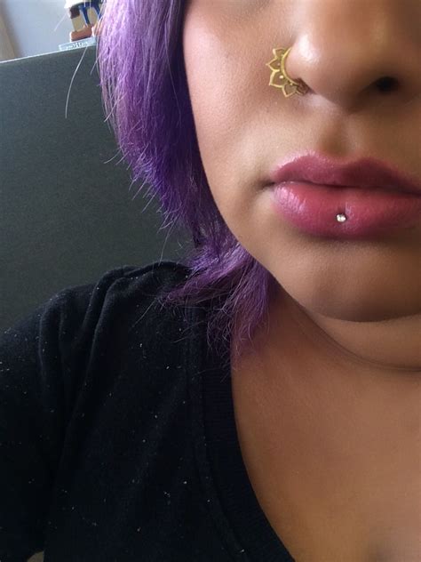 Violet Hair Inverse Vertical Labret Ashley Piercing Nose Ring Tribal From Tribalik On Etsy