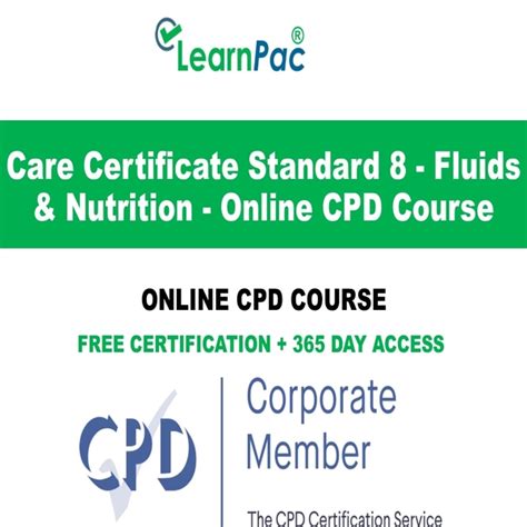 Care Certificate Standard 8 Fluids And Nutrition Online Cpd Course
