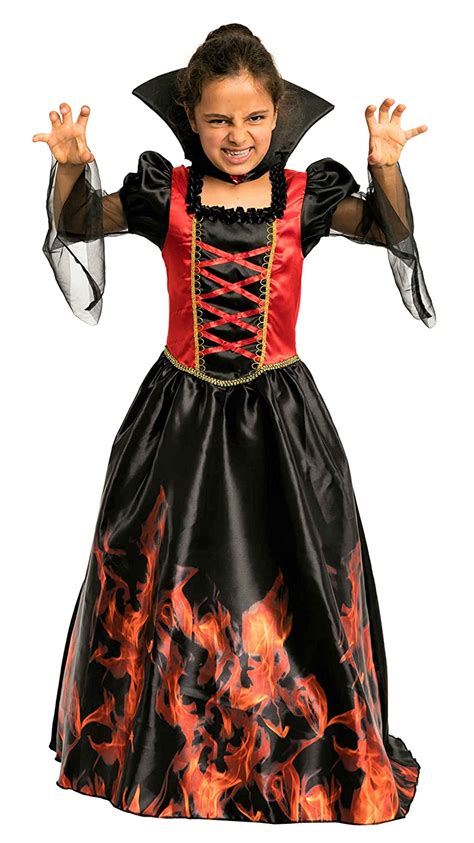 Magicoo Glamour Vampire Costume Girls Kids Halloween Red And Black