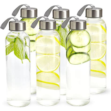 Kitchen Lux Glass Water Bottle Bpa Free Glass Drinking Bottles With