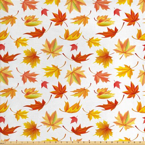 Autumn Fabric By The Yard Demonstration Of Fallen Maple Leaves On A