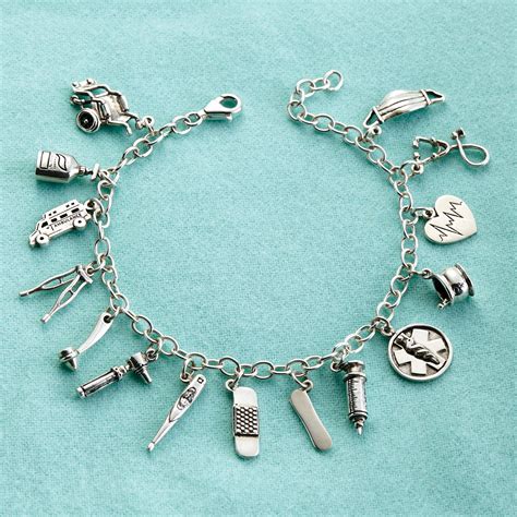 Sterling Silver Medical Charm Bracelet Signals