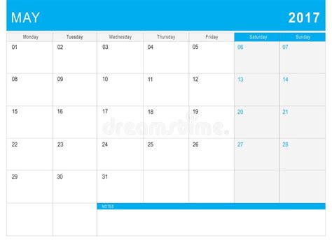 2017 Maj Kalender And X28 Eller Skrivbordplannerand X29 Med Anmärkningar