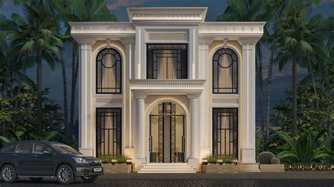 Neo Classic Villa Elevation On Behance In 2021 Townhouse Exterior