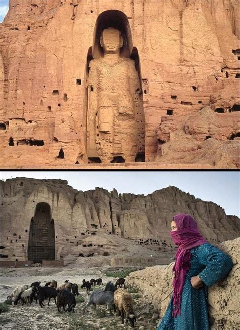 Buddha Statue In The Bamiyan Valley Afghanistan Before And After 2001